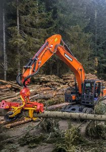 Baggerprozessor Doosan mit Woody 60