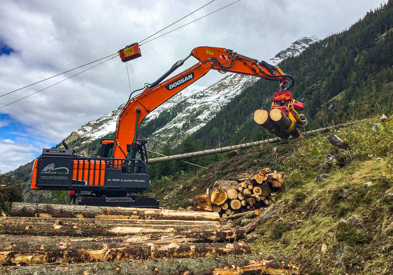 Laubichler Holz - Baggerprozessor mit Harvester Woody60